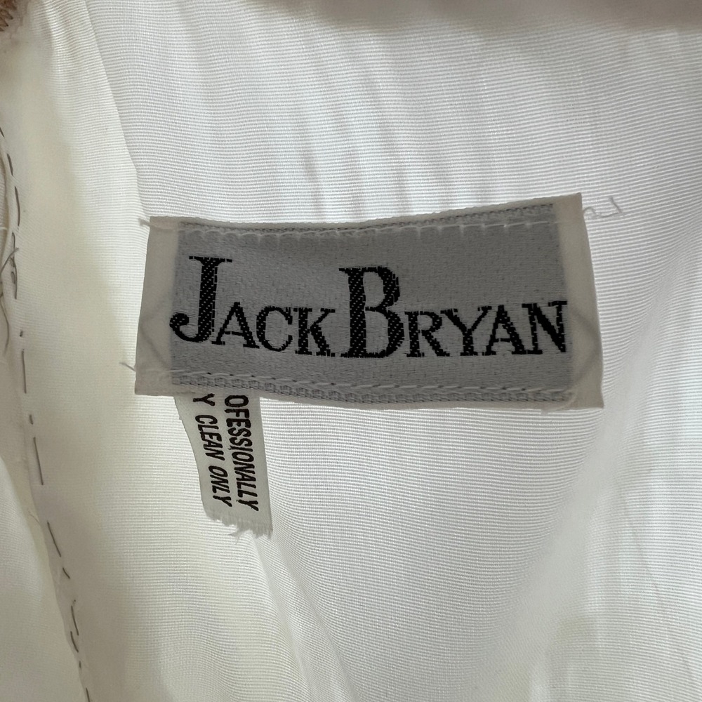 Vintage Jack Bryan Fringe‎ Beaded Long sleeve Ivory Party Wedding Formal Gown - Picture 12 of 13